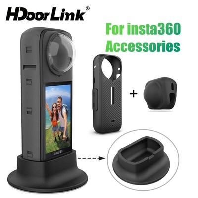HdoorLink Cho Insta360 x4 Phụ Kiện Vỏ Bảo Vệ Vỏ Mềm Cao Su Vỏ Silicon Nắp Ống Kính Chống Trượt Cố Định Đế Gắn Bàn Khóa
