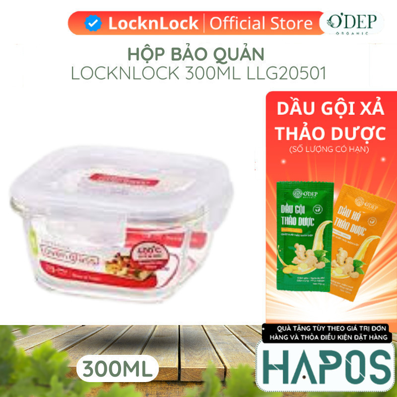 Hộp thuỷ tinh bảo quản thực phẩm dùng được lò vi sóng 300ML LocknLock LLG205 Hàng chính hãng - HAPOS