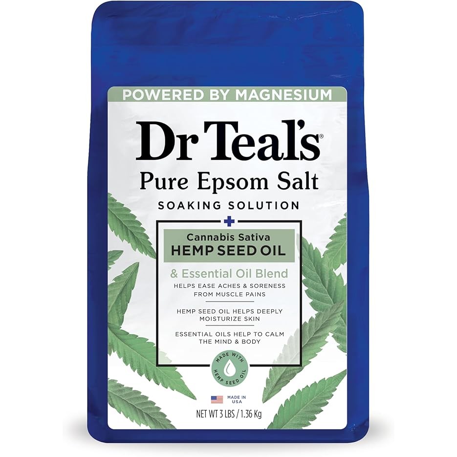 Muối tắm hạt gai dầu hiệu Dr. Teal's Cannabis Sativa Hemp Seed Oli - gói 1.36kg