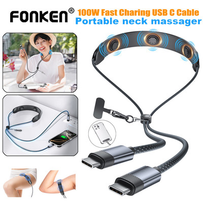 Cáp sạc nhanh máy mát xa cổ Fonken PD100W USB C sang USB C cho du lịch văn phòng tại nhà