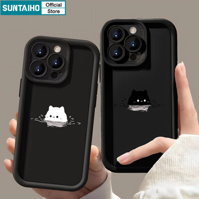 Suntaiho Ốp Lưng iPhone Đơn Giản Dễ Thương Họa Tiết Mèo Ốp Điện Thoại Silicon Mờ Mềm Cao Cấp Chống Sốc Cho iPhone 11 12 13 14 15 16 Pro max IP 7 8 Plus Iphon X Xs XR Xs max