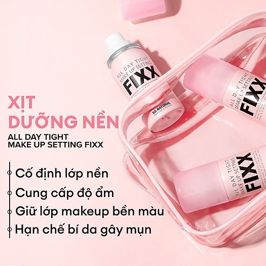 Xịt Khoá Nền Fix Makeup Toàn Diện So Natural  AllDay Tight - Real Matte - Water Glow Makeup Fixx 75m