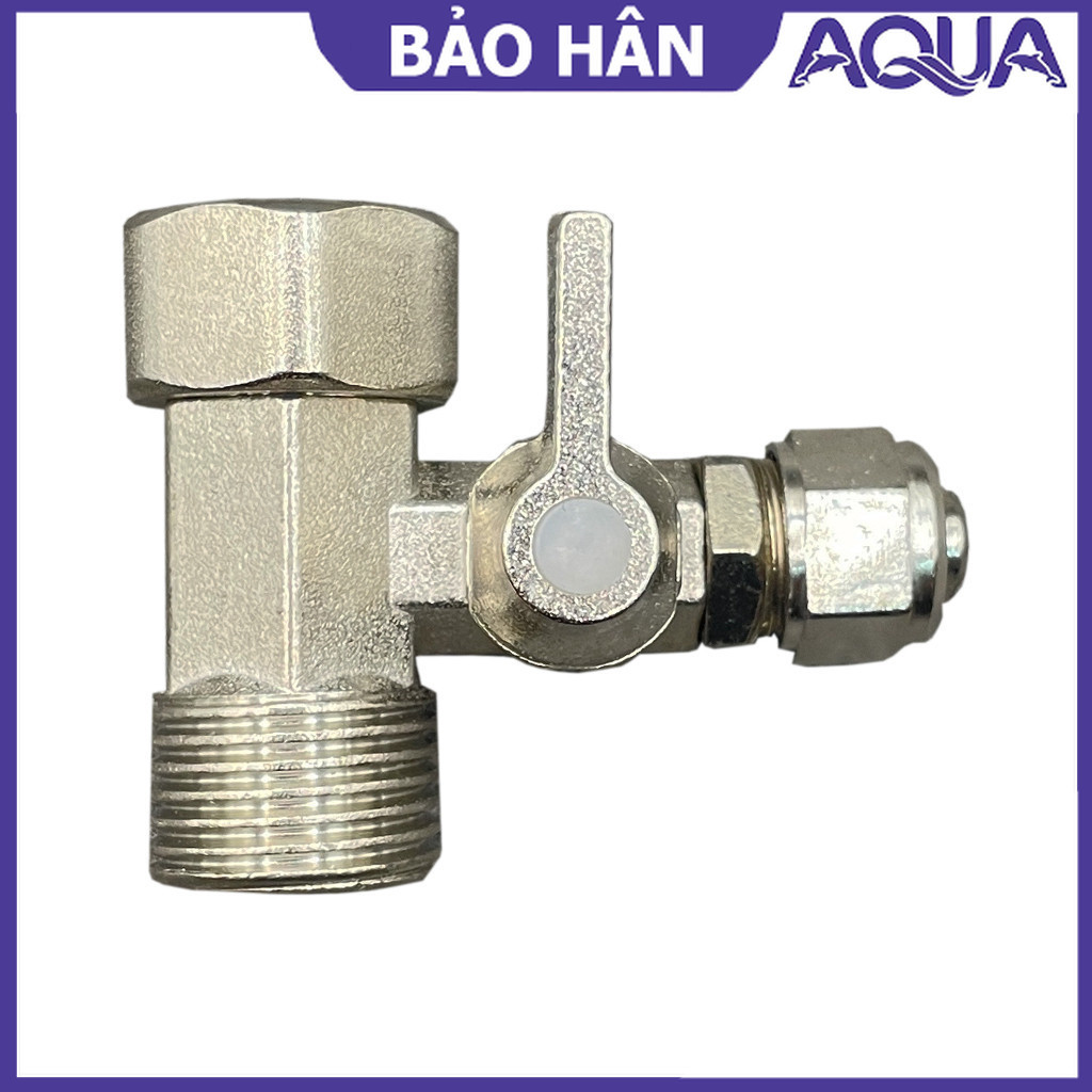 Khẩu khoá inox máy lọc nước, Van chia nước, Van cấp nước - Ren 21 ra ống 6mm 10mm