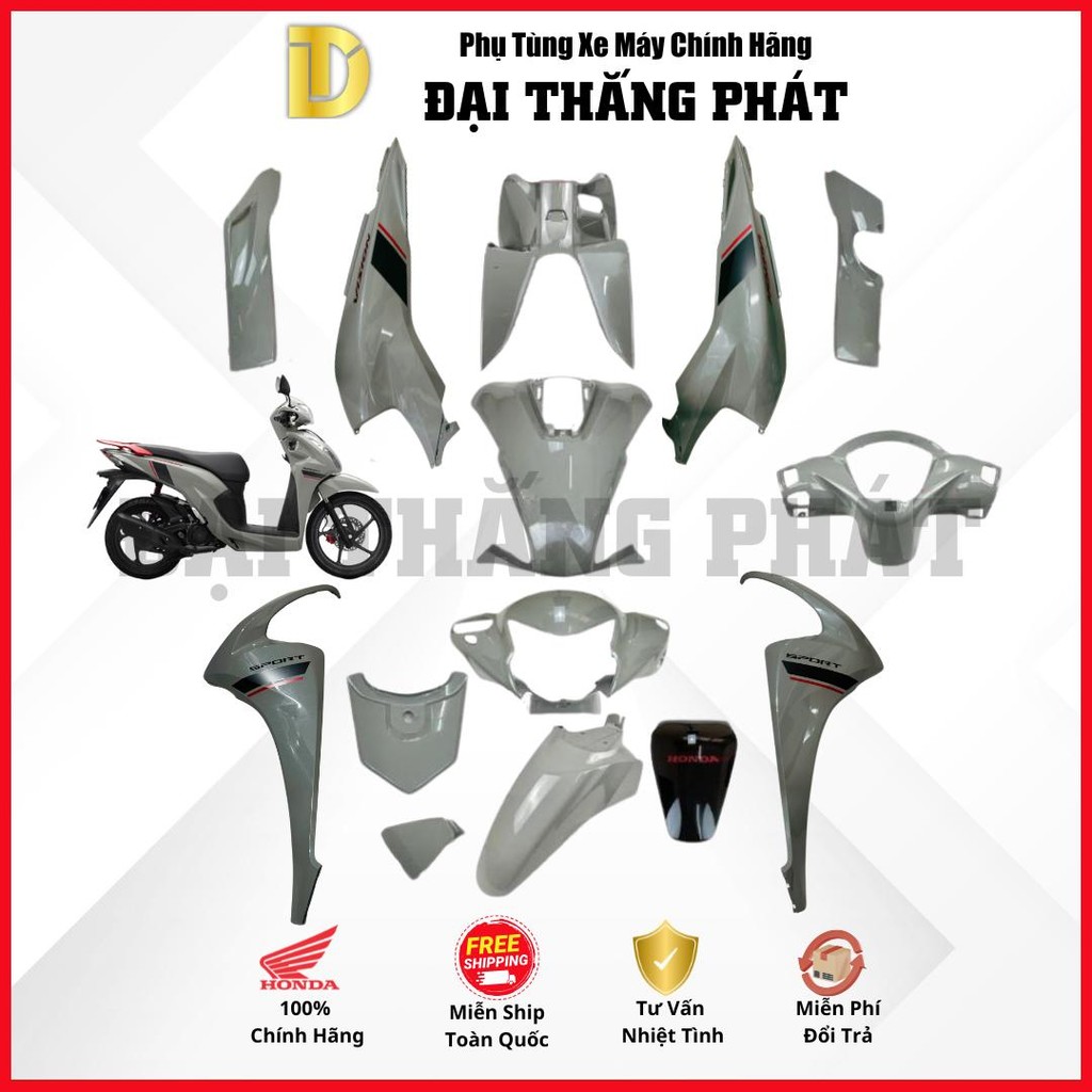 (Có bán lẻ) Dàn áo Vision 110cc K2C (2025) màu Xám xi măng- phiên bản thể thao- NHC60 chính hãng Honda