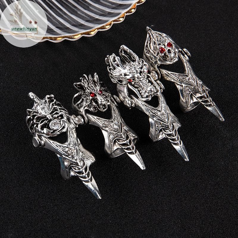 UU Knuckle Armor Joint Nhẫn Vintage Punk Nhẫn Dành Cho Nam Nữ Gothic Rồng Móng Vuốt Uốn Cong Khớp Kn
