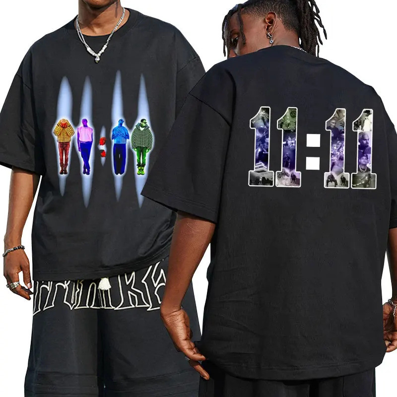 Mới 2025 Chris Brown 11: 11 Tour In Áo Nam Nữ Retro Thời Trang Áo Thun Rapper Hip Hop Quá Khổ Cotton