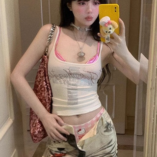 🎀bearbra🎀Áo Vest màu tương phản Hot Diamond Không tay Dopamine Áo Vest nữ không tay Top