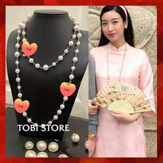 Dây chuyền vòng cổ dài hai tầng ngọc trai nhân tạo mặc áo dài VCH8