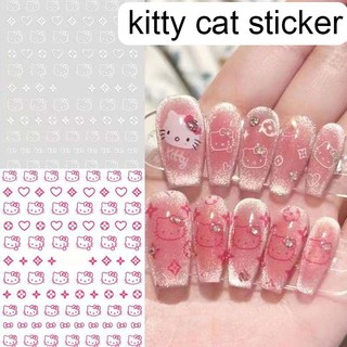 Hoạt Hình Mèo Vui Nhộn Móng Tay Nghệ Thuật Dán Hồng Kitty Móng Tay Nghệ Thuật Dán Móng Tay Siêu Mỏng Dán Móng Tay