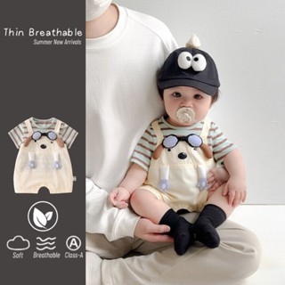  Mùa Hè Mới Quần Áo Cho Bé Trai Bé Gái Tay Ngắn Body 0-28 Tháng Mỏng Nối Thiết Kế Hoạt Hình Chó Con Siêu Dễ Thương Romper Ra Quần Áo 