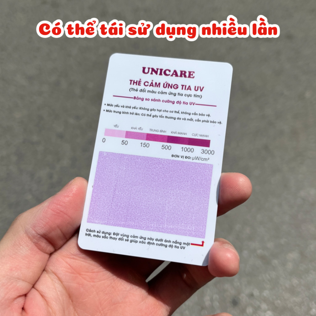 Thẻ test tia UV, Test Tia Cực Tím, Miếng thẻ nhựa test tia UV tái sử dụng nhiều lần