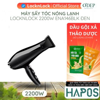 Máy sấy tóc LocknLock công suất lớn Chính hãng, 2 chiều nóng lạnh kèm mỏ vịt dễ tạo kiểu chuẩn Salon ENA146BLK - HAPOS