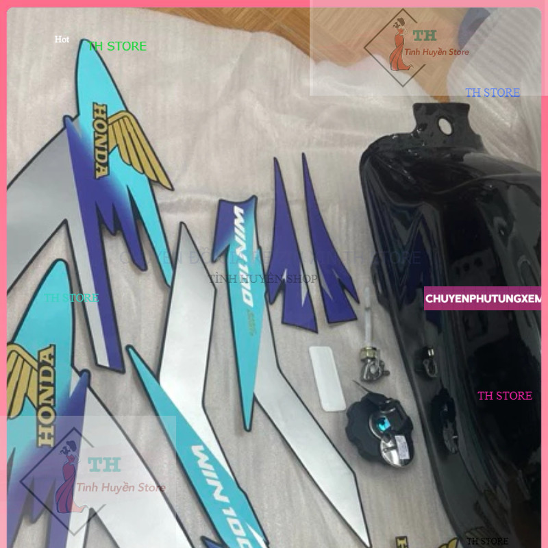 Bình xăng lớn xe win100 tem win vắt xanh, nắp bình xăng, khoá hàng cao cấp  (TH STORE)