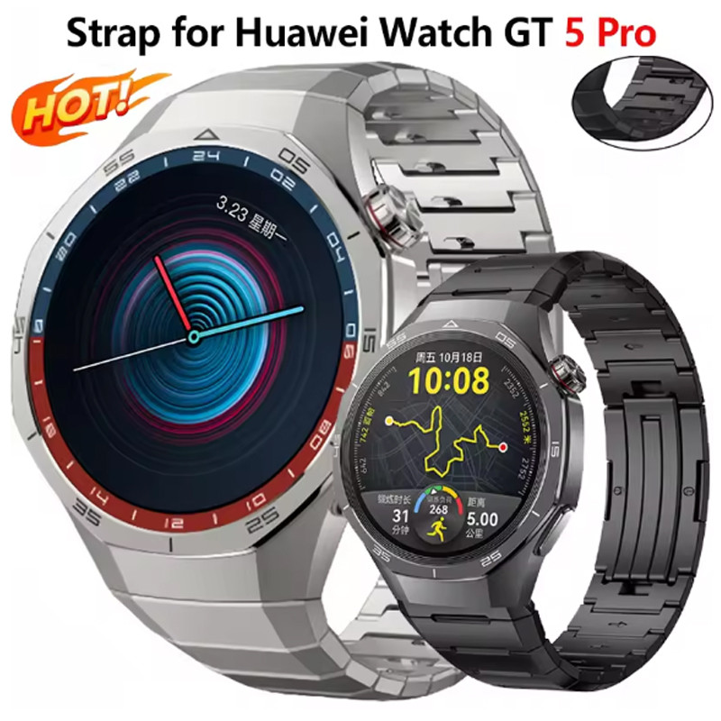 Không Khoảng Cách Dây Đeo Hợp Kim Titan Sang Trọng Cho Huawei Watch GT 5 Pro Vòng Tay Kim Loại Cho H