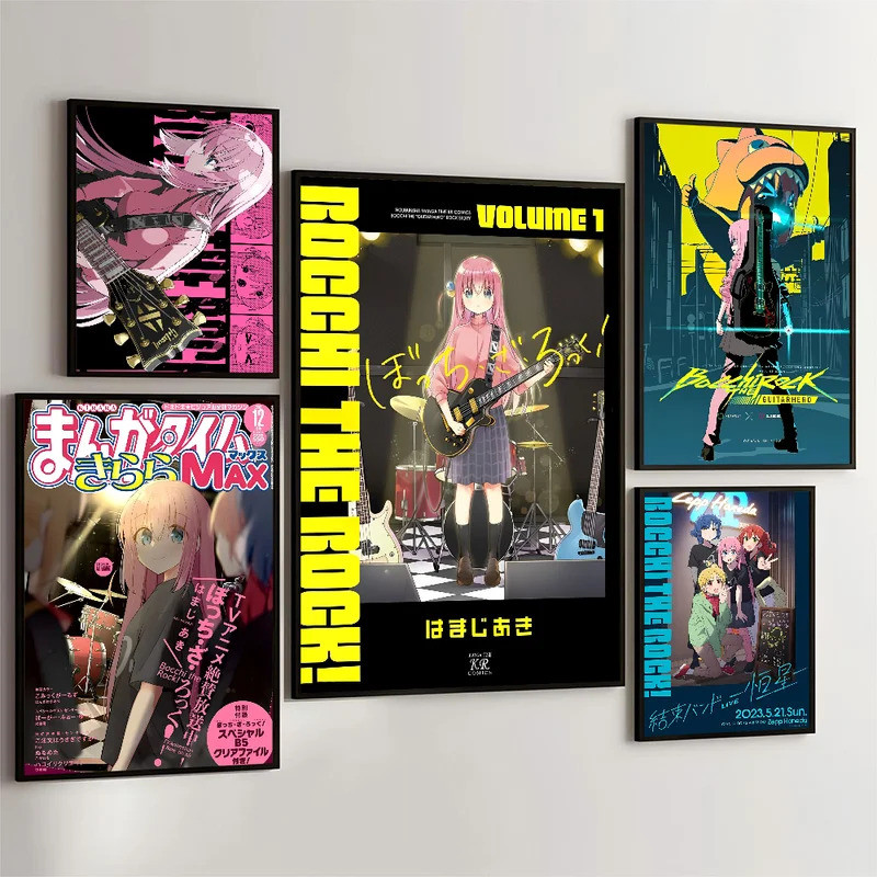 1Anime Bocchi The Rock Poster Phim Dính Áp Phích Retro Giấy Kraft Miếng Dán Phòng DIY Thanh Cafe Ngh
