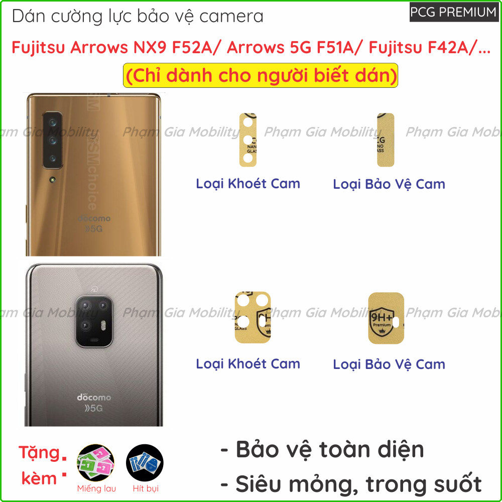 (Mua 1 tặng 1) Dán cường lực camera Fujitsu Arrows NX9 F 52A (F-52A, F52A, nx52a)/ F51A F42A Rakurak