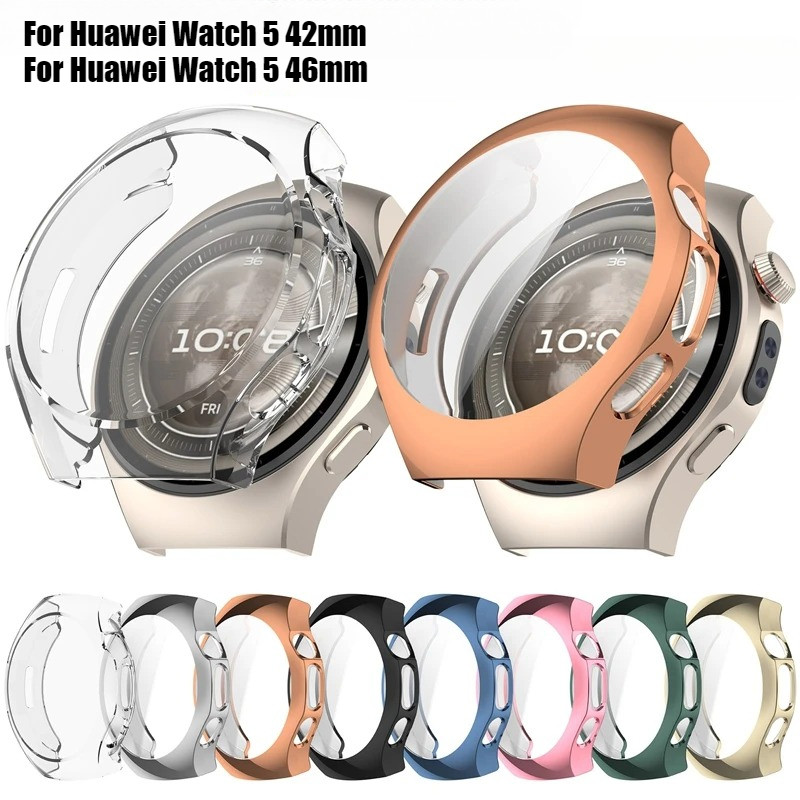 HuaWei Watch5 Vỏ đồng hồ TPU mềm mạ sang trọng cho HuaWei Watch 5 42mm 46mm Chống vân tay Bảo vệ màn