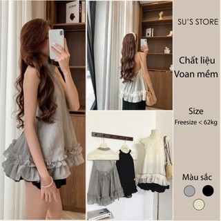  Áo Cổ Yếm Dây Buộc Viền Bèo Hở Lưng SUSSTORESG A3065 Thời Trang Nữ 