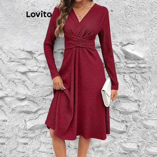 Đầm Lovito màu trơn phong cách thanh lịch cho nữ LNL52069