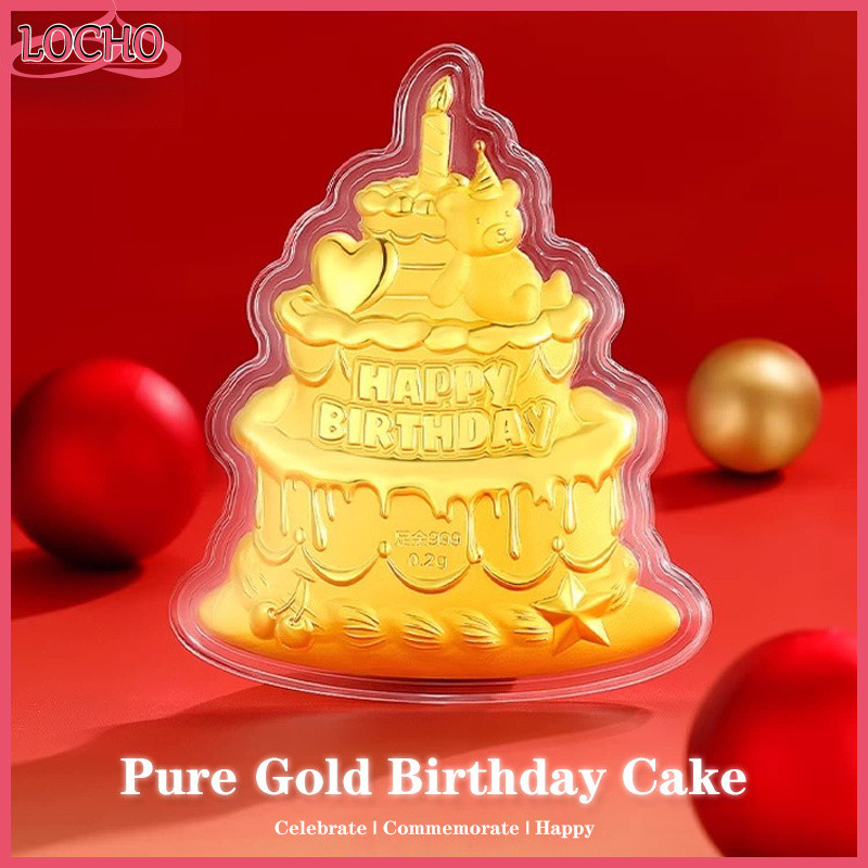 Thanh vàng bánh sinh nhật nguyên chất (Bộ hộp 0,2g Au999 / 24k Vàng nguyên chất