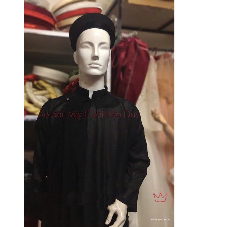 Ao Dai Vay Cuoi Bao Duy Áo Dài Nam the đen ông Đồ - Khăn Xếp Truyền Thống