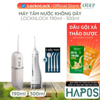 Máy tăm nước LocknLock 190ml Chính hãng, pin sạc, 3 loại đầu tăm vệ sinh răng miệng chuẩn nha khoa - HAPOS OFFICIAL