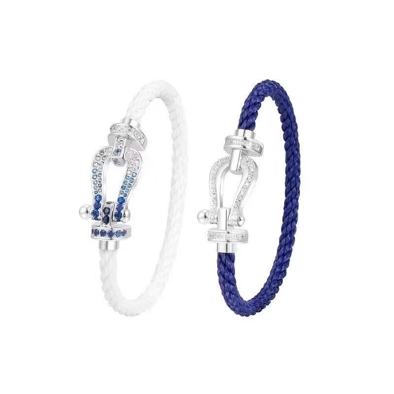 Gradient Blue Inlaid Diamond Bracelet Niche Design Couple Woven Bracelet Trendy Brand