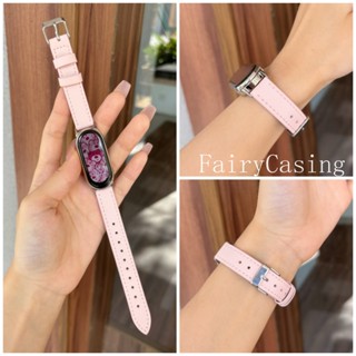 Dây đeo bằng da mỏng thời trang cho Xiaomi Mi Band 10 9 8 7 6 5 4 3 NFC Dây đeo cổ tay cho Miband 9 8 NFC Vòng đeo tay Không có đồng hồ