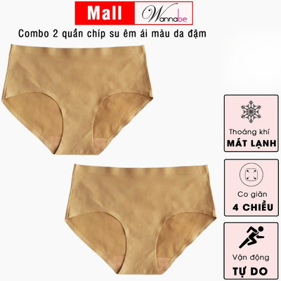 Combo 2 quần lót su WANNABE quần chíp su lụa không đường may thoáng mát nhẹ dễ dàng vận động QLT09