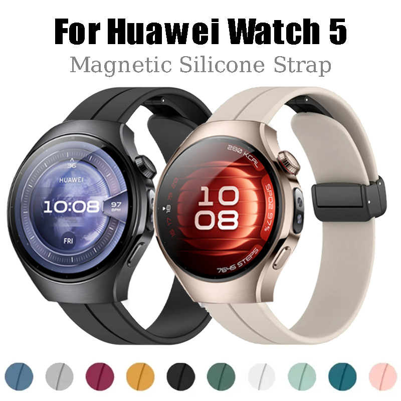 Dây đeo silicon cho Huawei Watch 5 46mm 42mm Khóa từ tính Dây đeo gấp cho Huawei Watch 5 Dây đeo sil