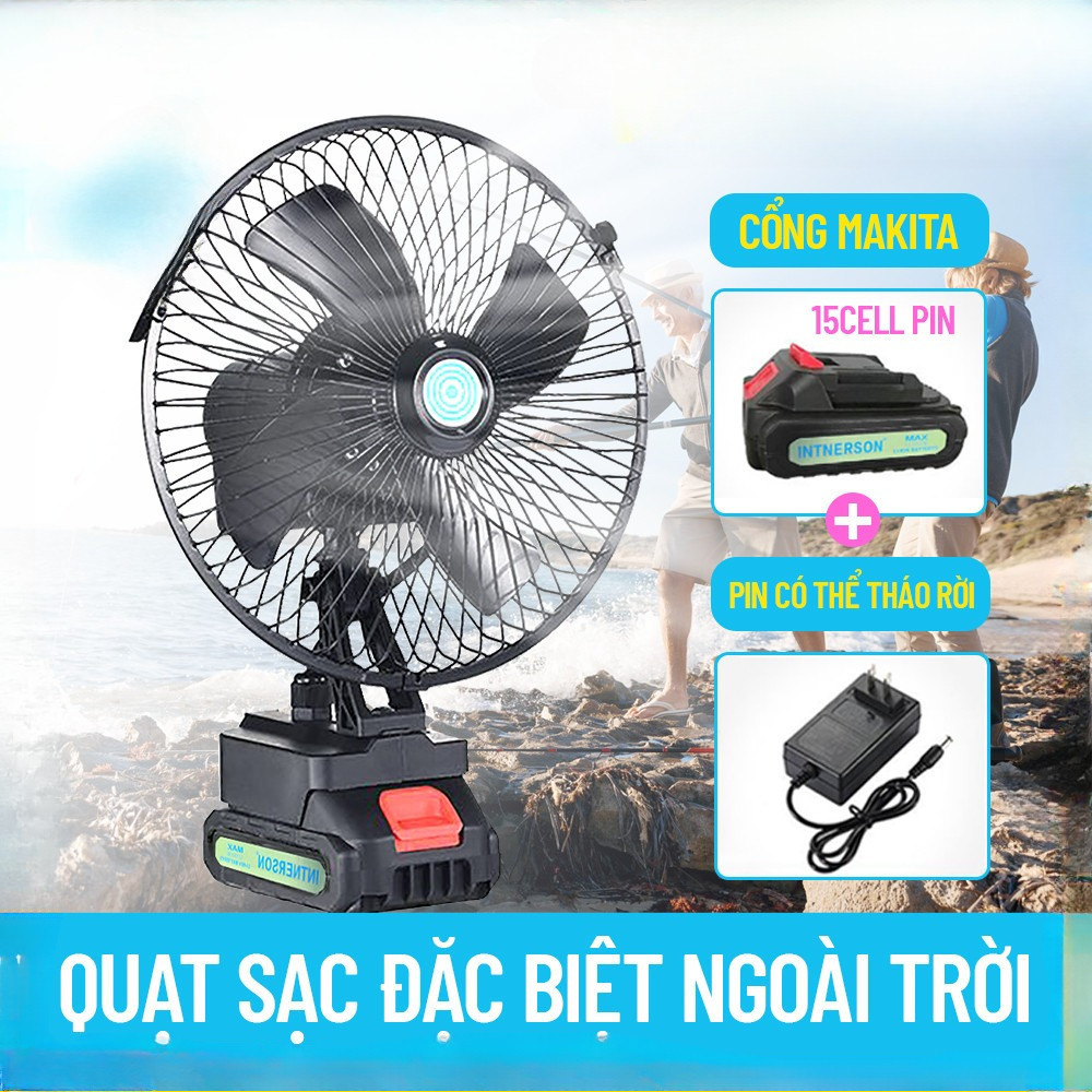 Quạt Tích Điện Pin 15 Cell Dùng Liên Tục 6H, Quạt Makita Để Bàn 2 Cấp Độ Gió Siêu Mát