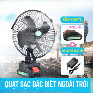 Quạt Tích Điện Pin 15 Cell Dùng Liên Tục 6H, Quạt Makita Để Bàn 2 Cấp Độ Gió Siêu Mát