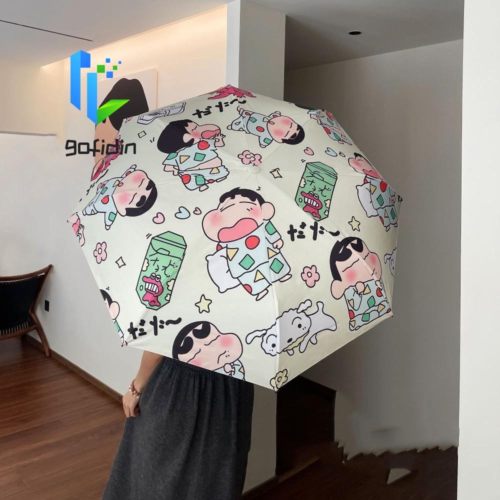 GOFIDIN Crayon Shin Chan Umbrella, Chữ 8-Ribs Crayon Shin Chan Ô Chống Tia UV, Chống Nắng Hoạt Hình 