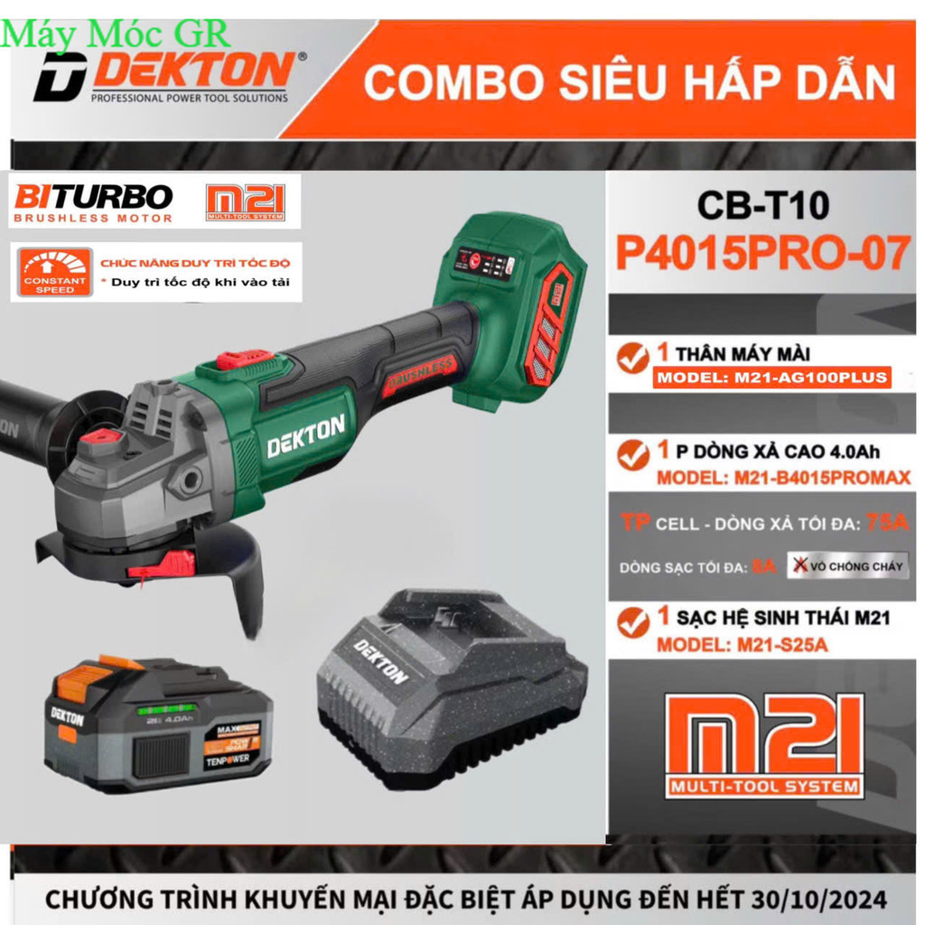 Máy Mài Dùng Pin DEKTON M21 - AG100PLUS _ Màu Xanh Thiết Bị GR