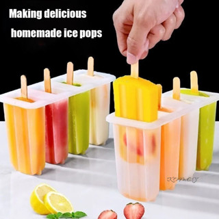 🔮COD🔮1 Bộ 4 Khuôn Làm Kem Que Bằng Nhựa PP Cấp Thực Phẩm, Dụng cụ làm kem que tự làm trong nhà bếp