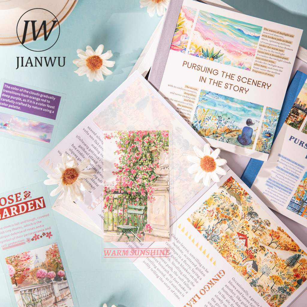 JIANWU Theo Đuổi Phong Cảnh Trong Câu Chuyện Series Vintage Hoa Phong Cảnh Chất Liệu Cắt Dán Sách Sá