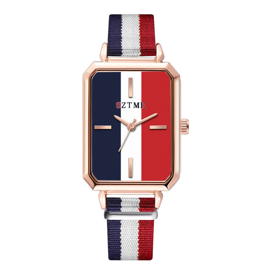 Đồng hồ thời trang nữ P-0668 Square Niche Đồng hồ nữ vải màu Nylon đơn giản