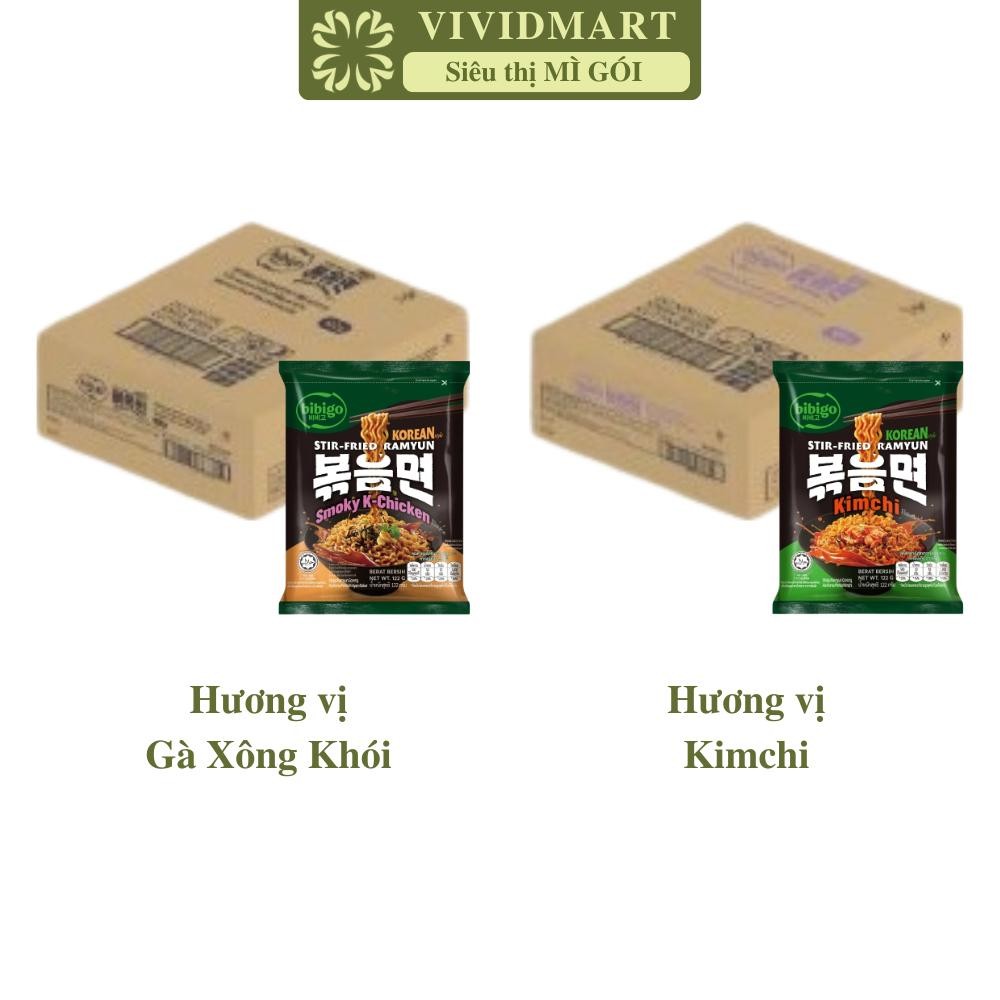 [THÙNG24GÓI]-CJFOODS- Mì xào Bibigo 2 vị: Kim chi nguyên bản, Gà-K xông khói, Mì Bibigo Hàn Quốc, Mì