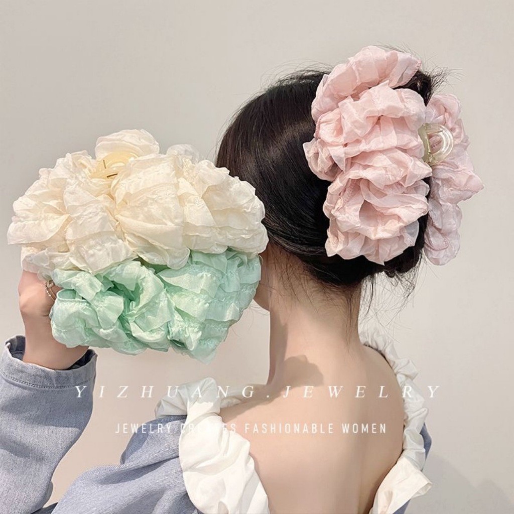 Cặp tóc cá mập cỡ lớn, kẹp tóc nữ tính thanh lịch, kẹp tóc nữ, kẹp tóc tua rua, phụ kiện tóc nữ, cặp