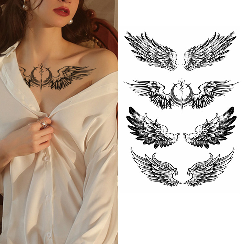 Đôi Cánh Thiên Thần Ma Thuật Hình Xăm Miếng Dán Chống Thấm Nước Lâu Dài 30 Ngày Hình Xăm Giả Tối Giả
