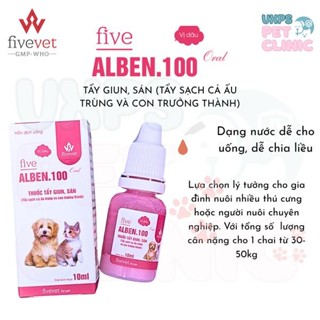 Xổ giun Five Alben 100 dạng nước cho thú cưng – Tiện lợi, không cần nhịn ăn, dễ dùng