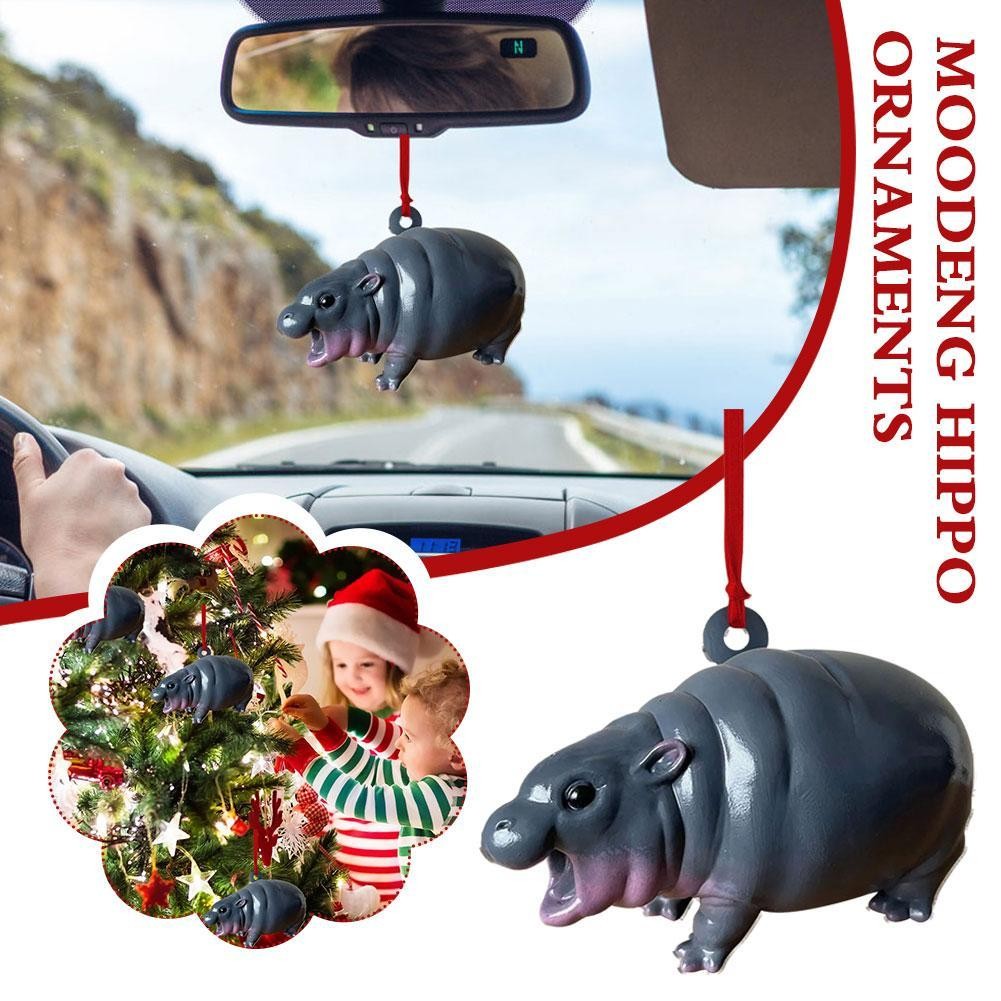 Acrylic Flat Moodeng Hippo Đồ trang trí Mặt dây chuyền Giáng sinh Móc khóa Hippo Phim hoạt hình R2e9