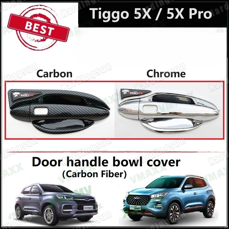 Chery Tiggo 5X / 5X Pro Sợi Carbon Và Họa Tiết Chrome Tay Nắm Cửa Ô Tô Bát Bao Phụ Kiện Xe Hơi Cho C