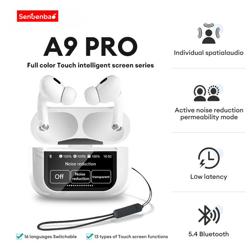 Tai nghe Bluetooth 5.4 không dây SenbenbaoTWS A9 Pro ANC ENC Tai nghe khử tiếng ồn Tai nghe âm thanh