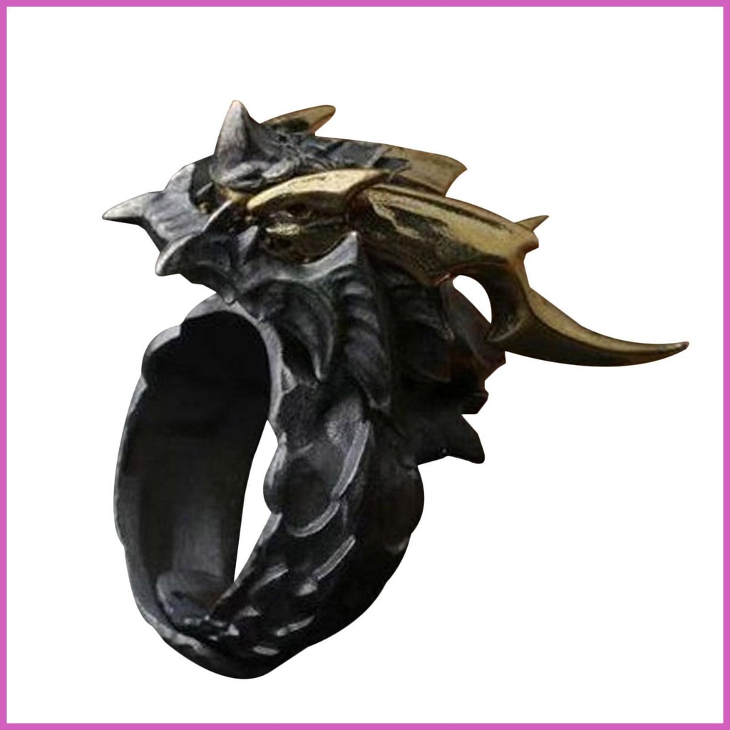 Nhẫn Punk Dành Cho Nam Gothic Mở Có Thể Điều Chỉnh Nhẫn Rồng Gothic Rồng Đầu Nhẫn Retro Gothic Mở Có