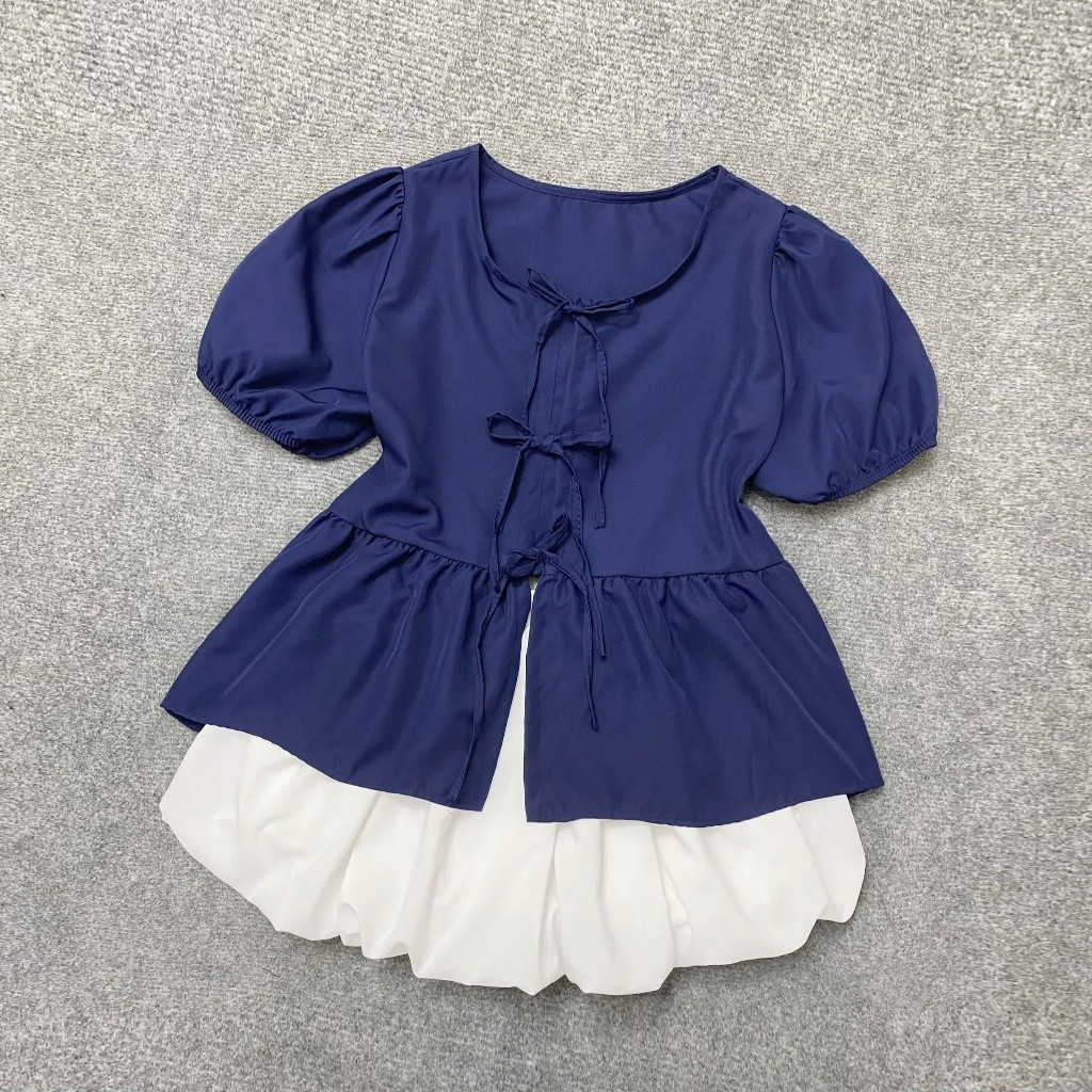 Set Áo Váy Bigsize Nữ Áo Babydoll Kèm Váy Váy Bí Dễ Thương Cho Chubby SET(A191/CV413)