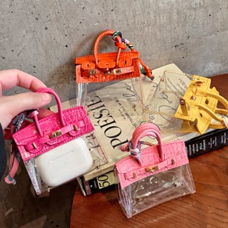  Trong Suốt Khâu Da Túi Mini Cho Apple AirPods 1 2 3 4 Rd Pro 2 Chìa Khóa Ô Tô Móc Khóa Ba Lô Mặt Dây Chuyền Hộp Bảo Quản Tai Nghe Túi Bảo Quản Đa Năng Có Dây Buộc 