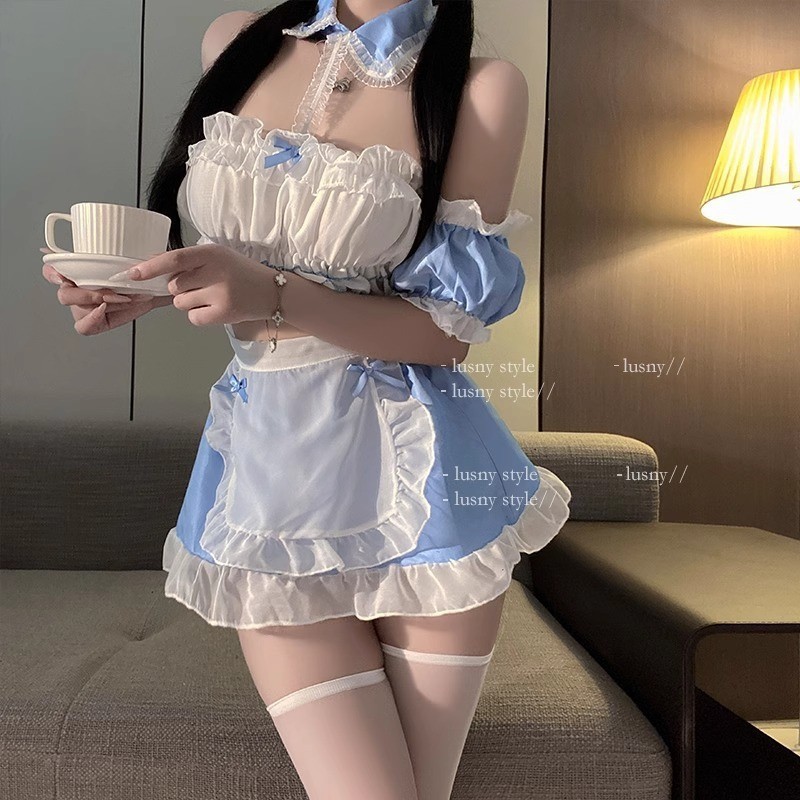 Đồ hầu gái cosplay anime Nhật Bản sexy gợi cảm set ngủ nữ giúp việc tạp dề trắng xanh cute dễ thương BIKI HOUSE N772 | BigBuy360 - bigbuy360.vn