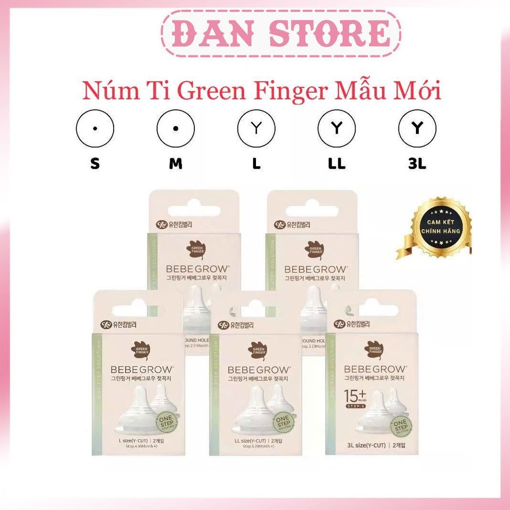 Mẫu Mới- Núm Ti Green Finger siêu mềm Hàn Quốc, Núm Ty Green Finger size S M L LL 3L chính hãng