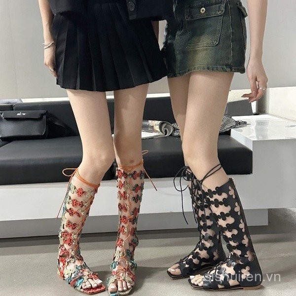 High Tube Sandals for Women Summer25New Thick-Soled Loafers Long Tube Sandals Boots